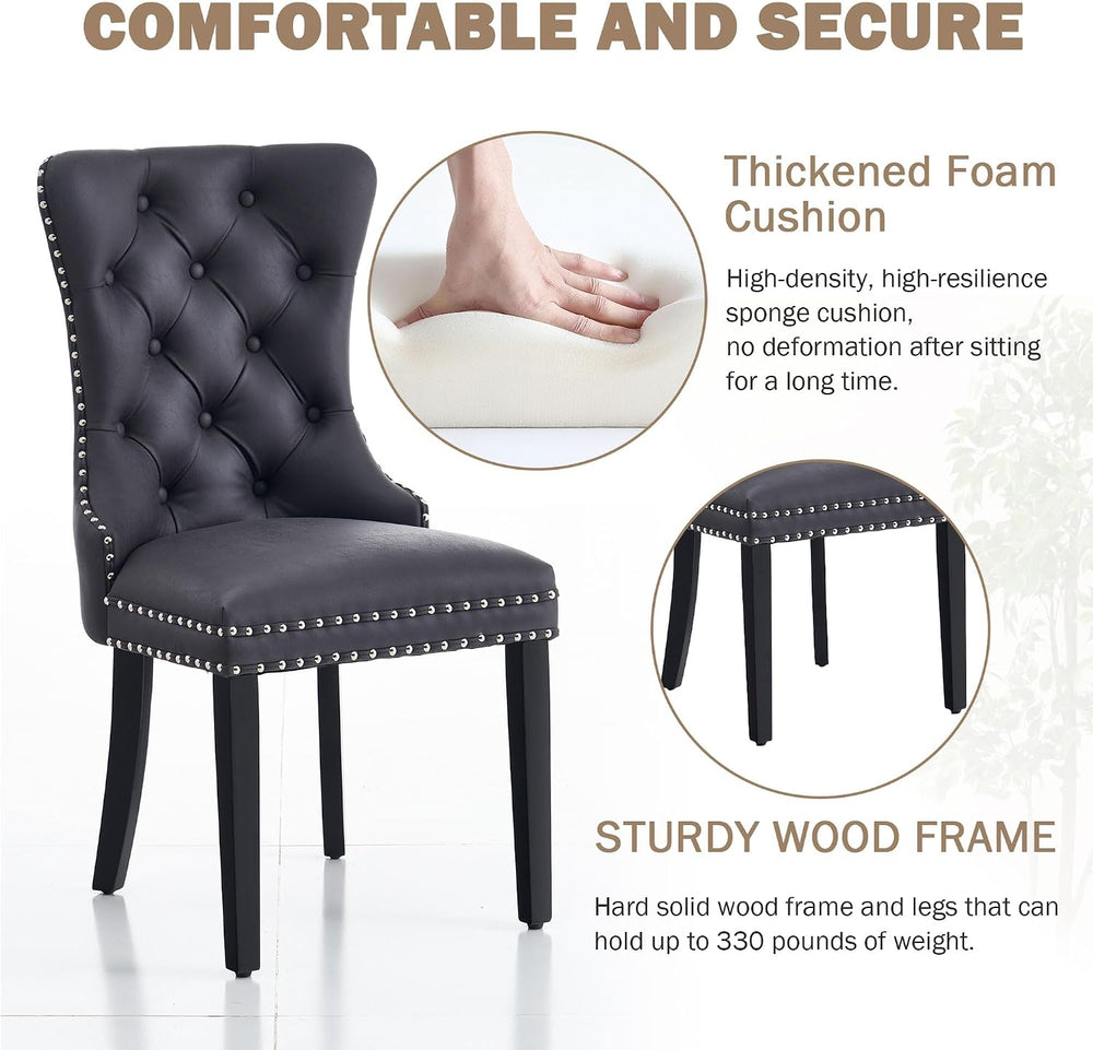 Leather Dining Chairs, Black Dining Chairs Set of 4