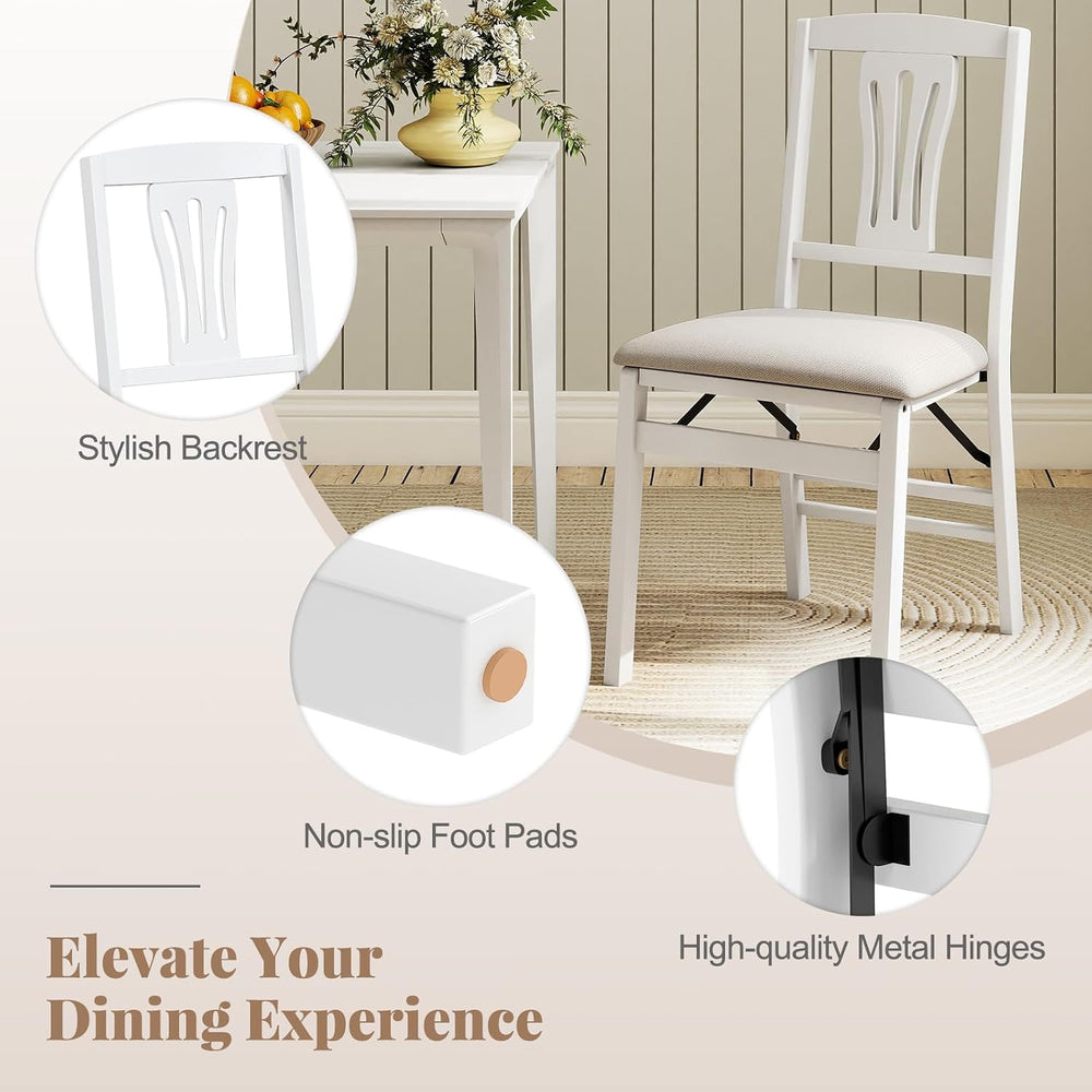 GIANTEX Folding Dining Chairs Set of 4, Space-Saving Upholstered Kitchen Chai...