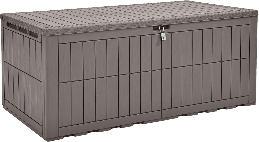YITAHOME 200 Gallon Large Outdoor Storage Box XL Resin Deck Box with Lock