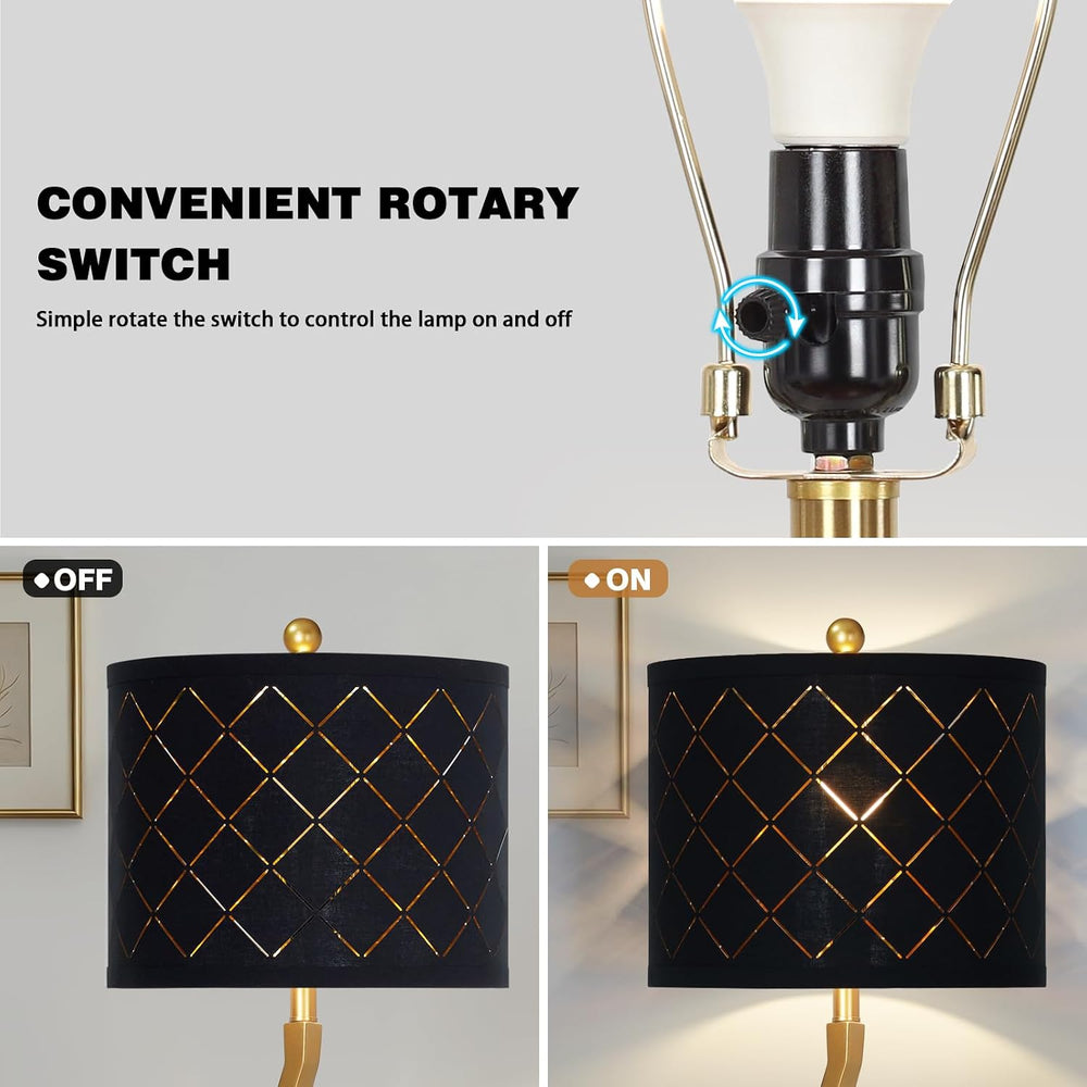 CINSARY 30" Tall Black and Gold Table Lamp for Living Room Bedroom Single
