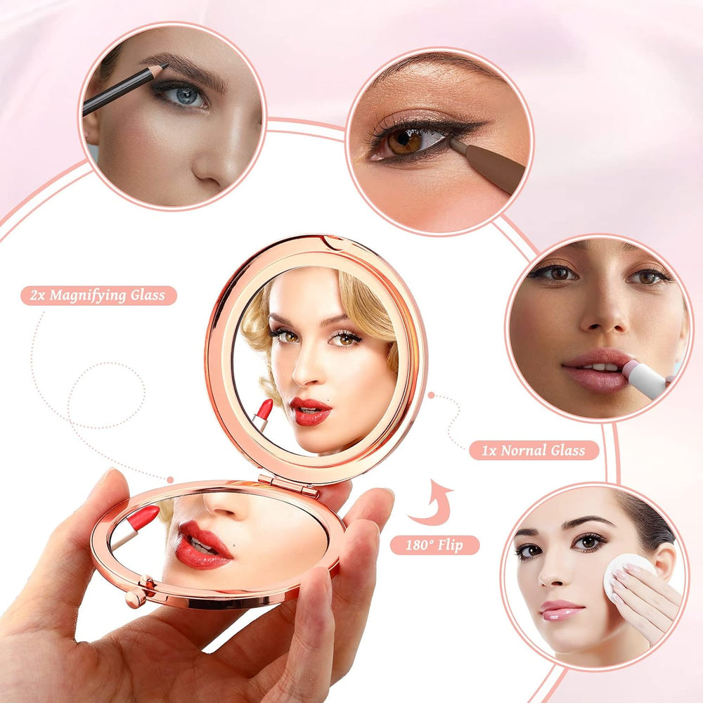 Vicenpal 24 Pcs Compact Mirrors Round Pocket for Bridesmaid Gifts