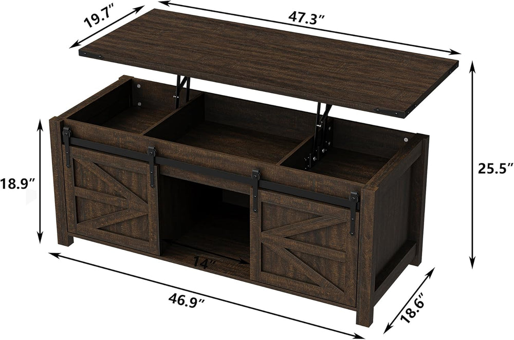 Furnihold 47.3'' Lift Top Coffee Table Rectangle Farmhouse Coffee Tab...