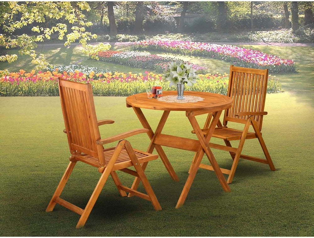 East West Furniture MNCN3C5NA 3 Piece Outdoor Conversation Bistro Set Contain...