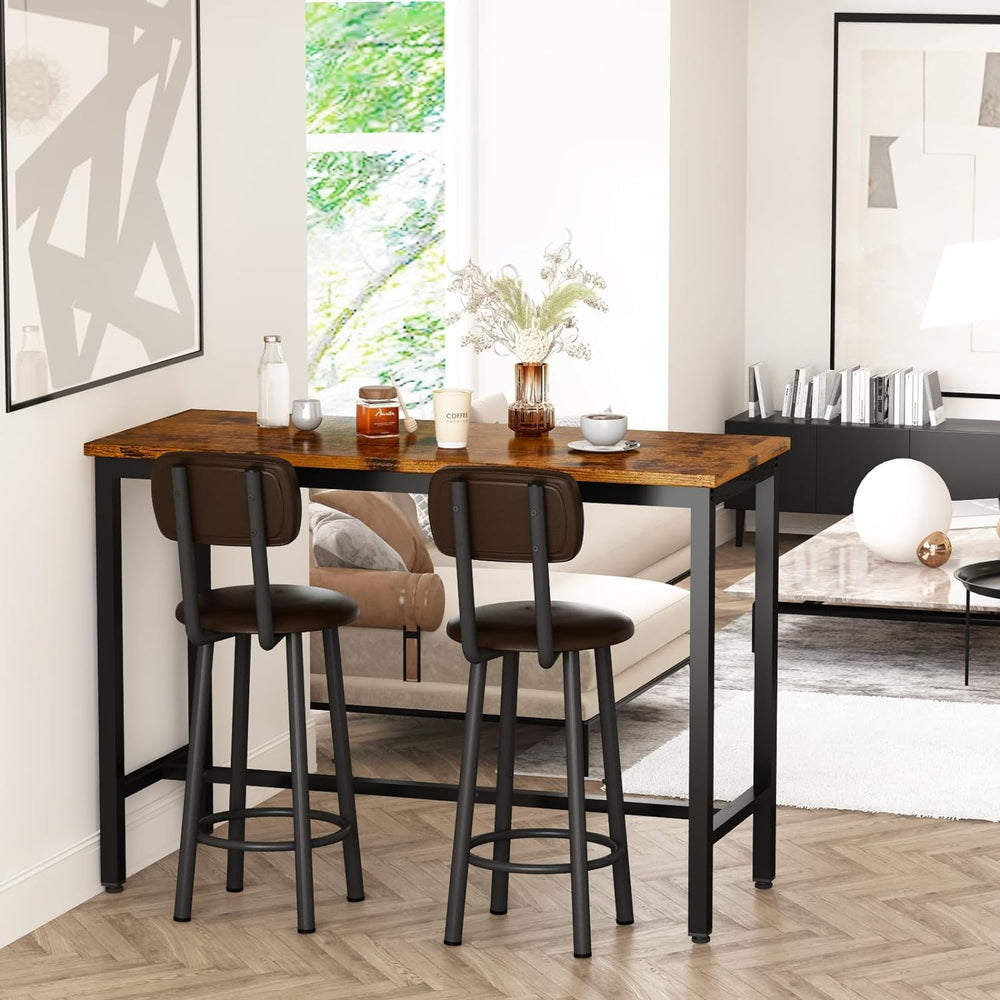 AWQM Bar Table Set of 2, Industrial Bar Table and Chairs Set of 2,3 Piece Bar...