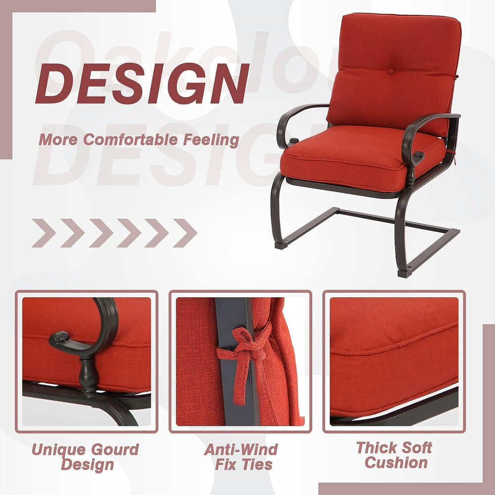 4 Pieces Metal Outdoor Furniture Patio Conversation Set, Glider Chairs Set wi...