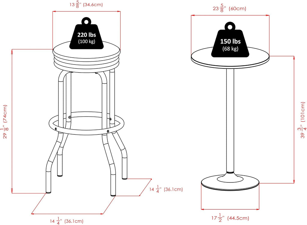 winsome summit 3-pc bar table with swivel seat, side view