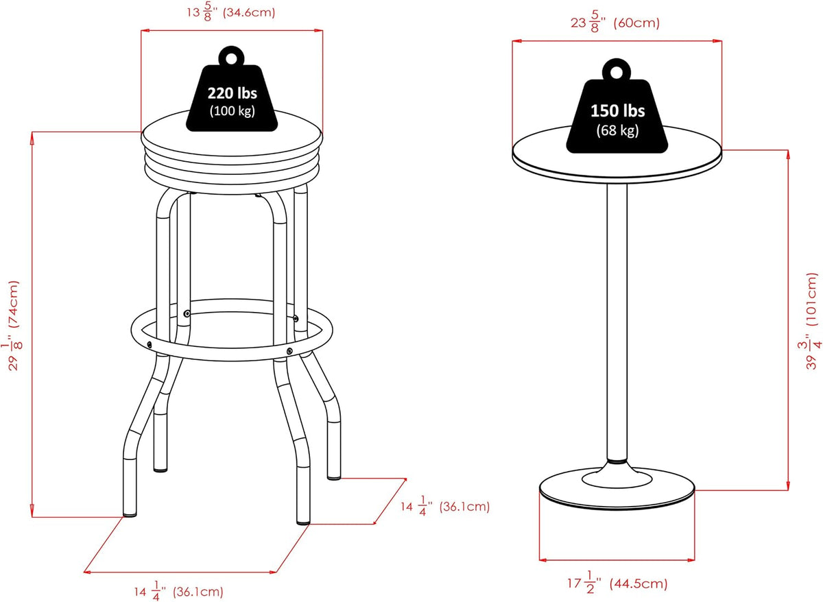 winsome summit 3-pc bar table with swivel seat, side view