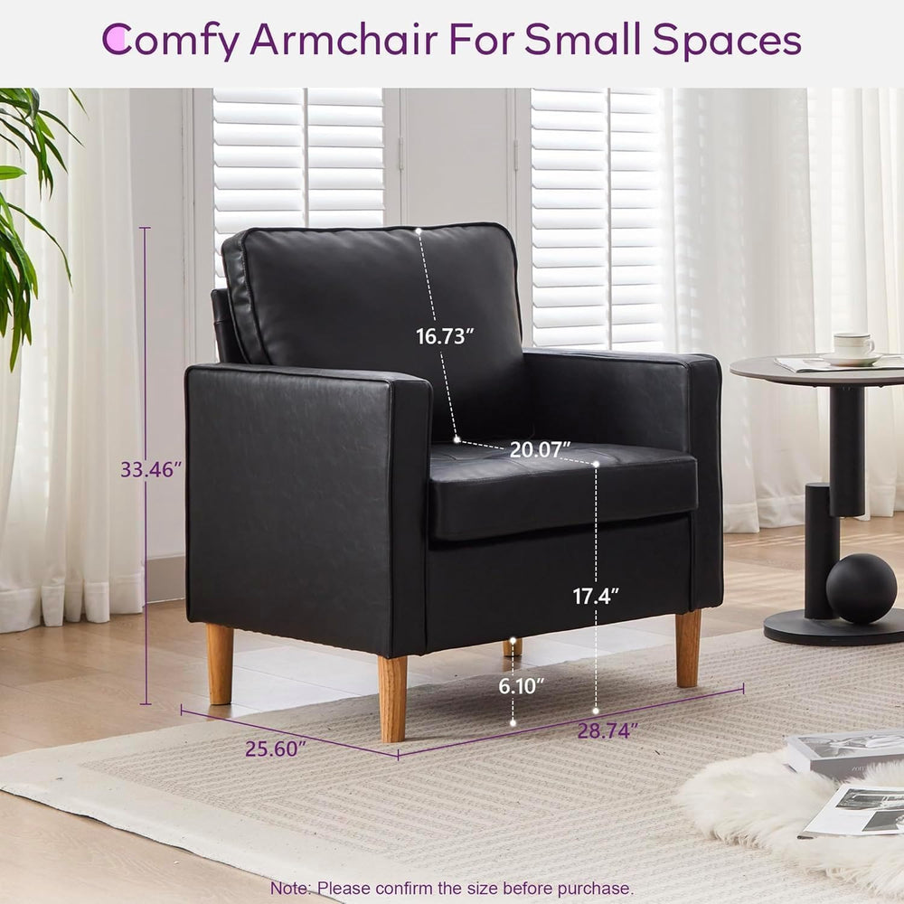Small Black Faux Leather Sofa Couch, 3 Piece Living Room Set (Black, 3)