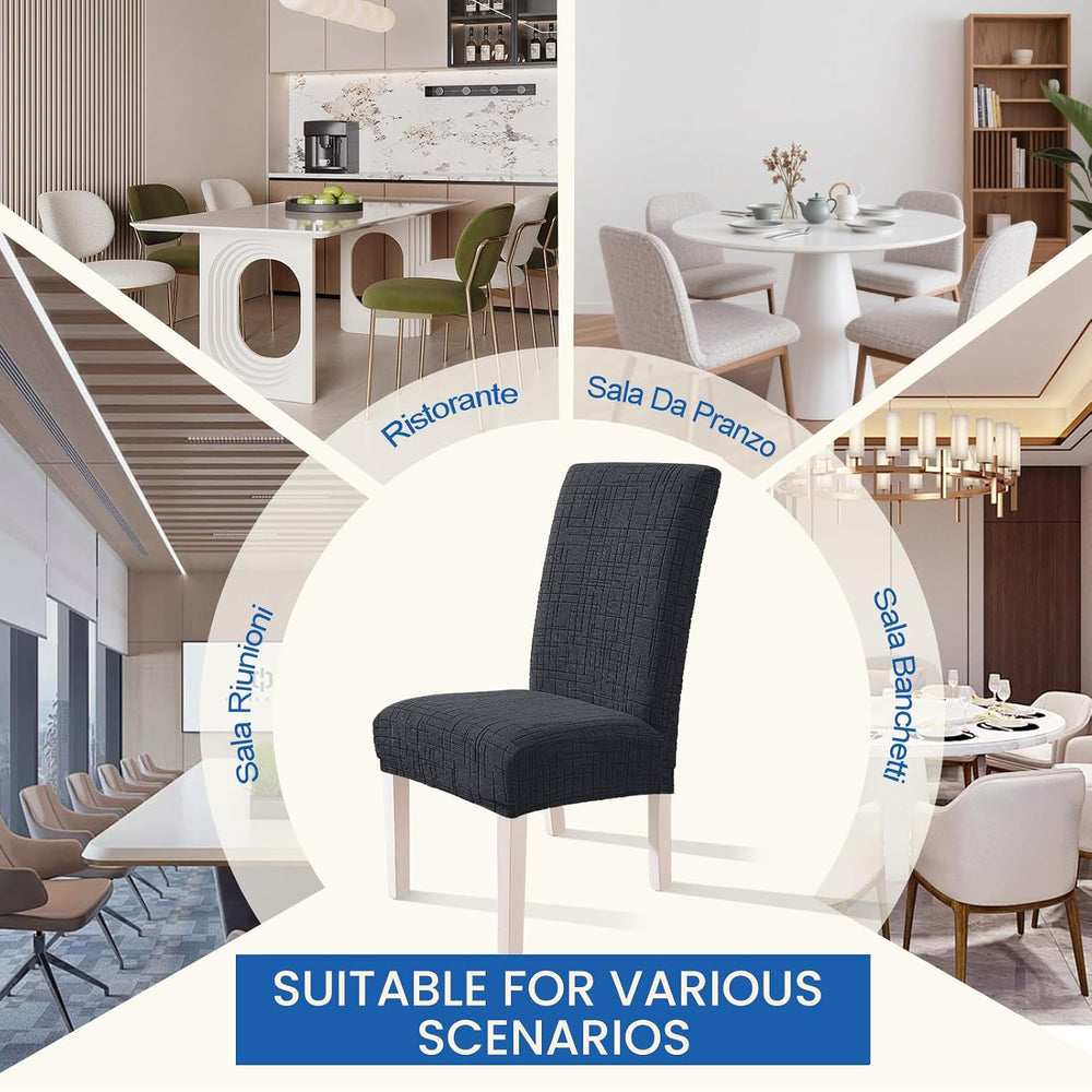 Stretch Chair Covers for Dining Chairs Set of 6, Charcoal Gray