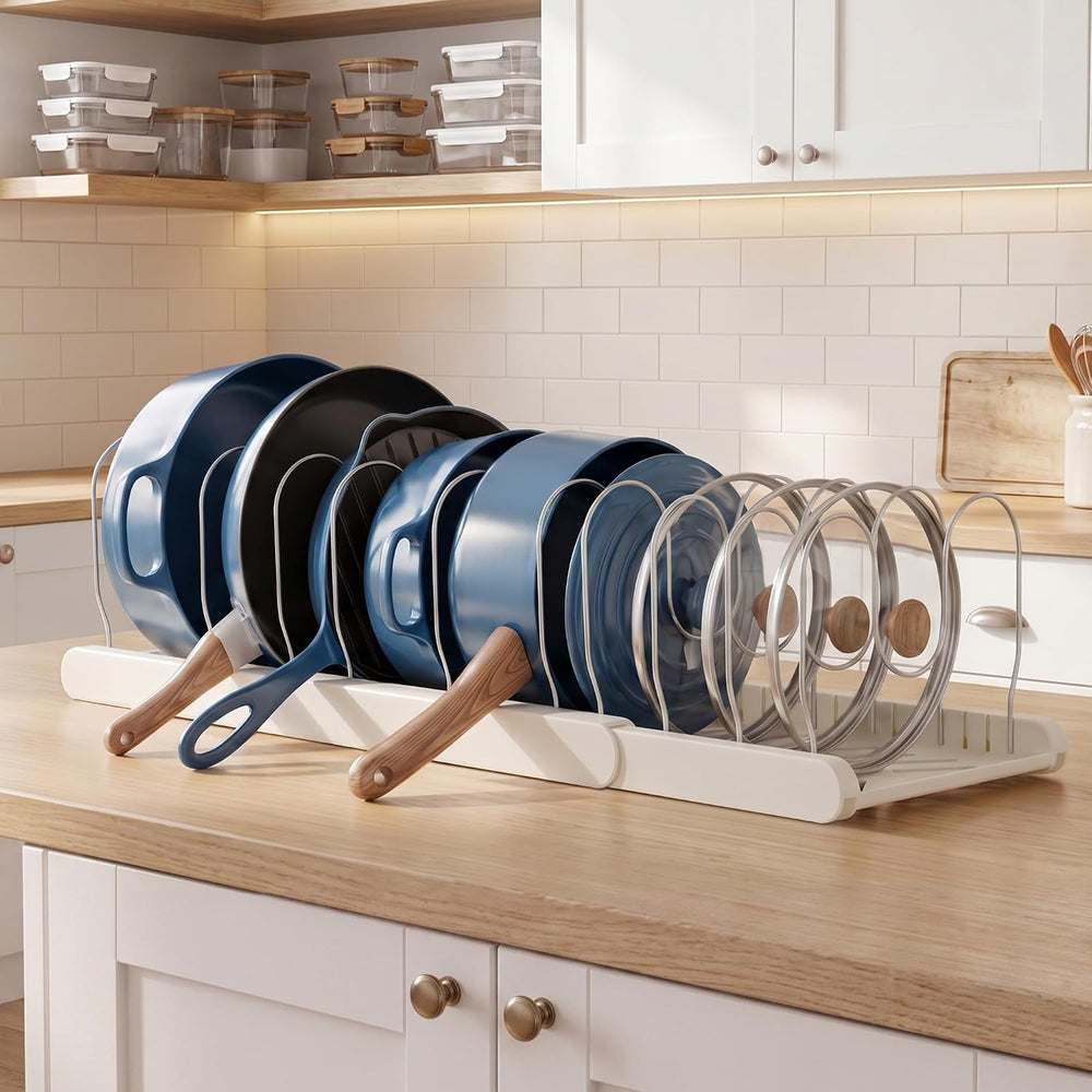 ORDORA 2 Pack Pots and Pans Organizer Under Cabinet, ABS Base, 10 Dividers