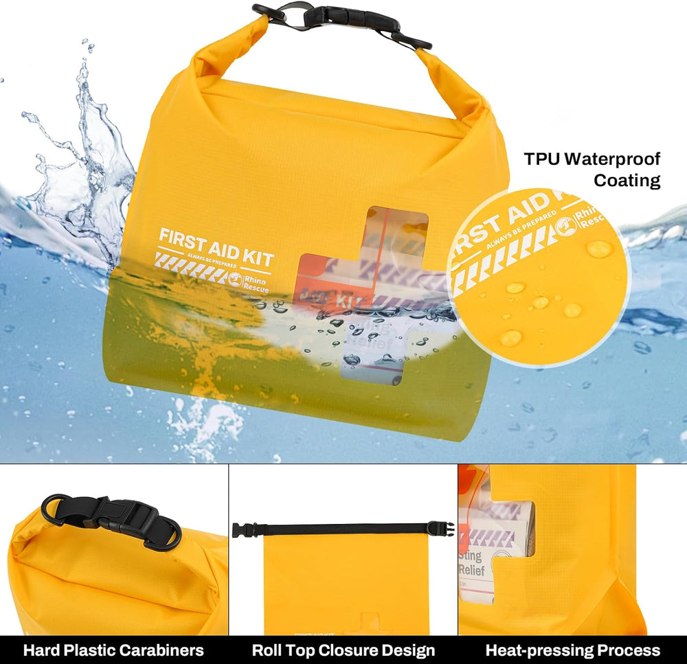 RHINO RESCUE Waterproof Boat First Aid Kit, Lightweight Dry Bag (Yellow)