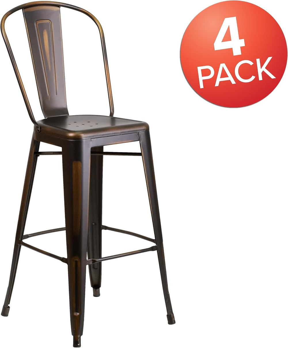 Flash Furniture Commercial Grade 30" High Distressed Copper Metal Indoor...