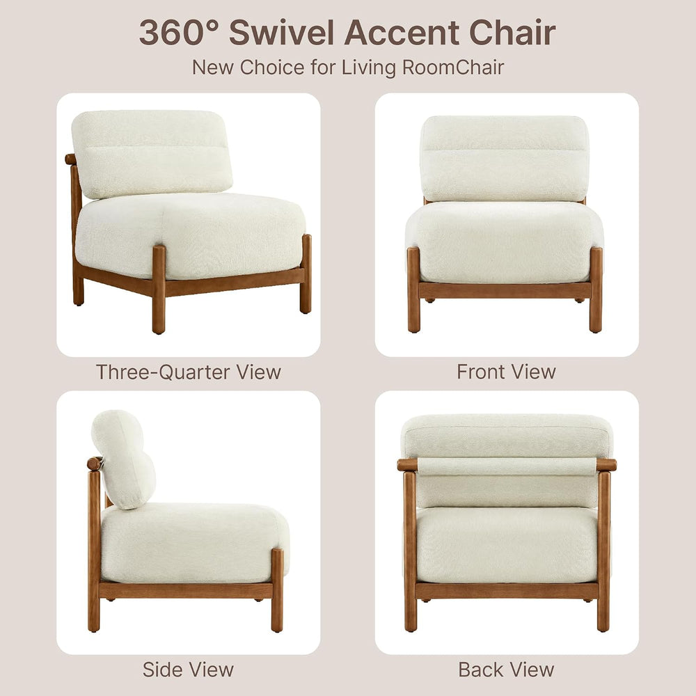 KISLOT, Mid Century Modern Accent Chair, Armless Lounge Chair, Linen