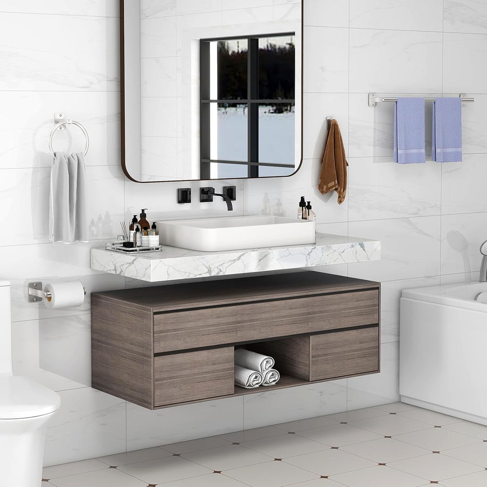 KLJKPA 10-Piece Brushed Nickel Bathroom Hardware Set, 24 inch Towel Bar