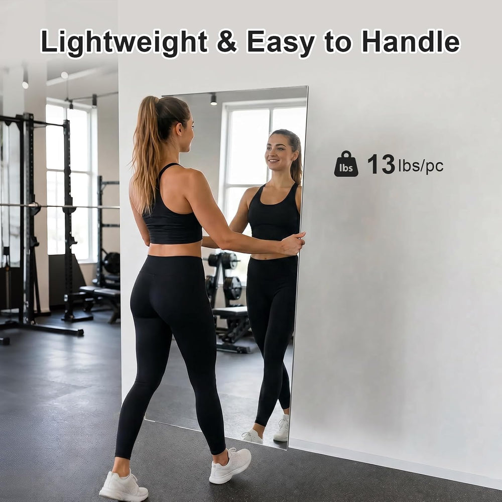 brisafe Gym Mirror, 60"x36" 2-Pack Magnetic No-Drill Wall Mirror