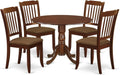 East West Furniture DLDA5-MAH-C 5 Piece Kitchen Table Set for 4 Includes a Round Dining Room Table with Dropleaf and 4 Linen Fabric Upholstered Dining Chairs, 42x42 Inch, Mahogany