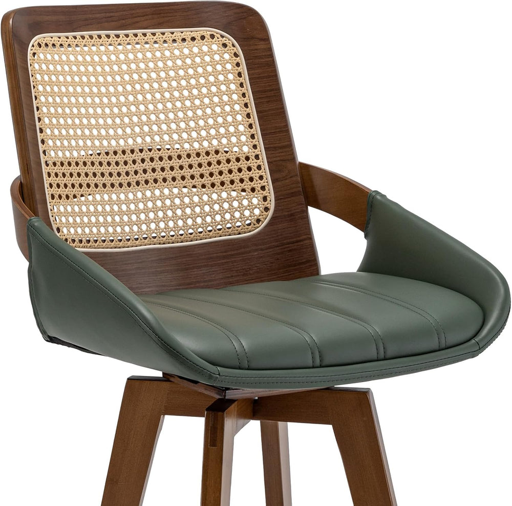 Rattan Swivel Bar Stools, Mid Century Bar Height Bar Stools with Back