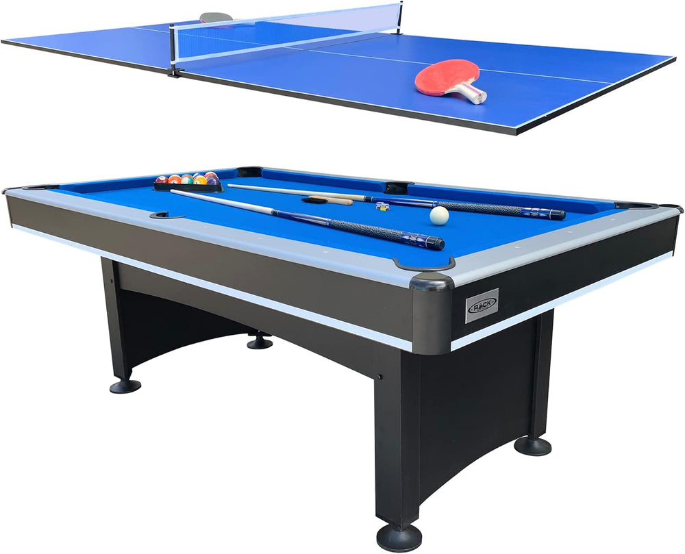 RACK Scorpius 7-Foot Multi-Game Pool Table - Full-Size Billiards with Table T...