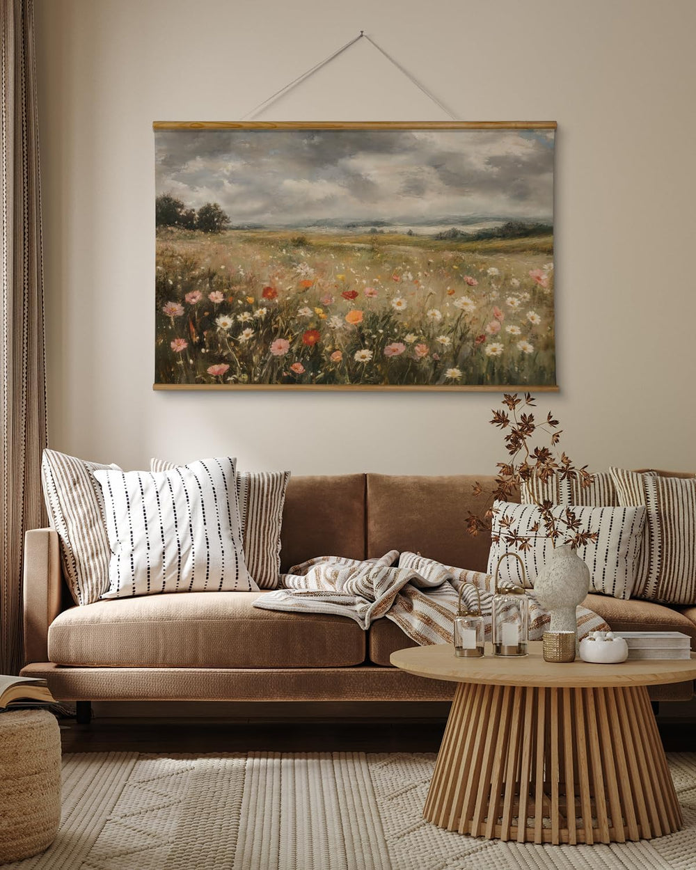 ARPEOTCY Extra Large Framed Wall Art, Colorful Wildflower Print, 36x54In