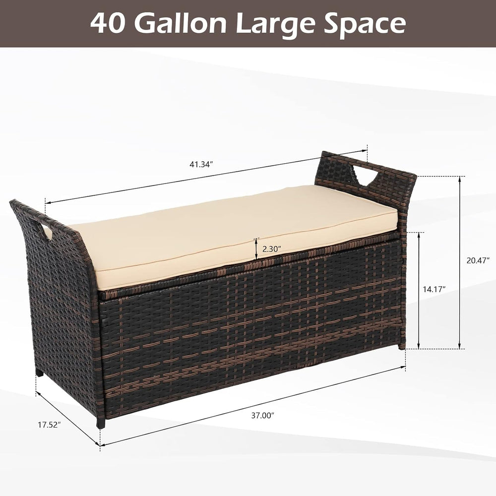VINGLI 40 Gallon Rattan Deck Box with Cushion