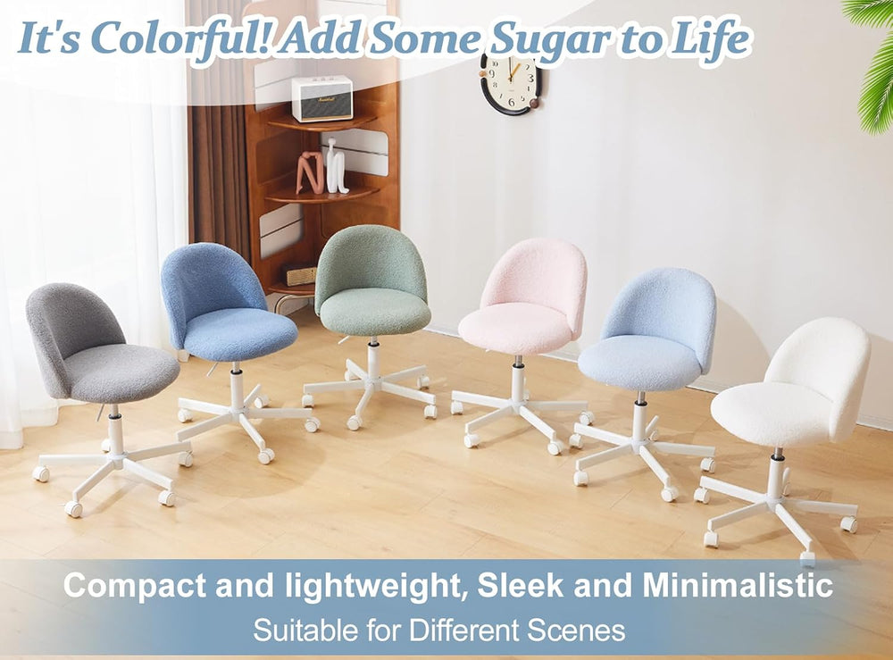 VINGLI Cute Candy Chair Armless Comfy Small Office Desk Vanity Chair with Whe...
