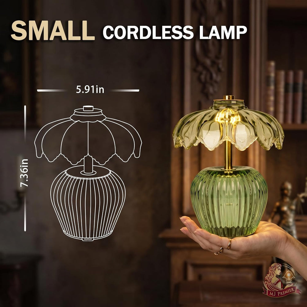 MJ PREMIER Rechargeable Table Lamp, Small Cordless Lamp with Timer, Green
