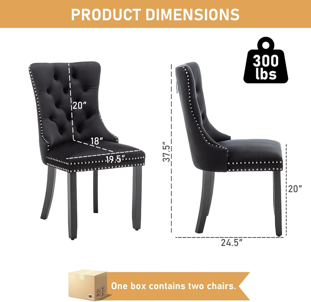 Velvet Dining Chairs, Black Dining Chairs Set of 2