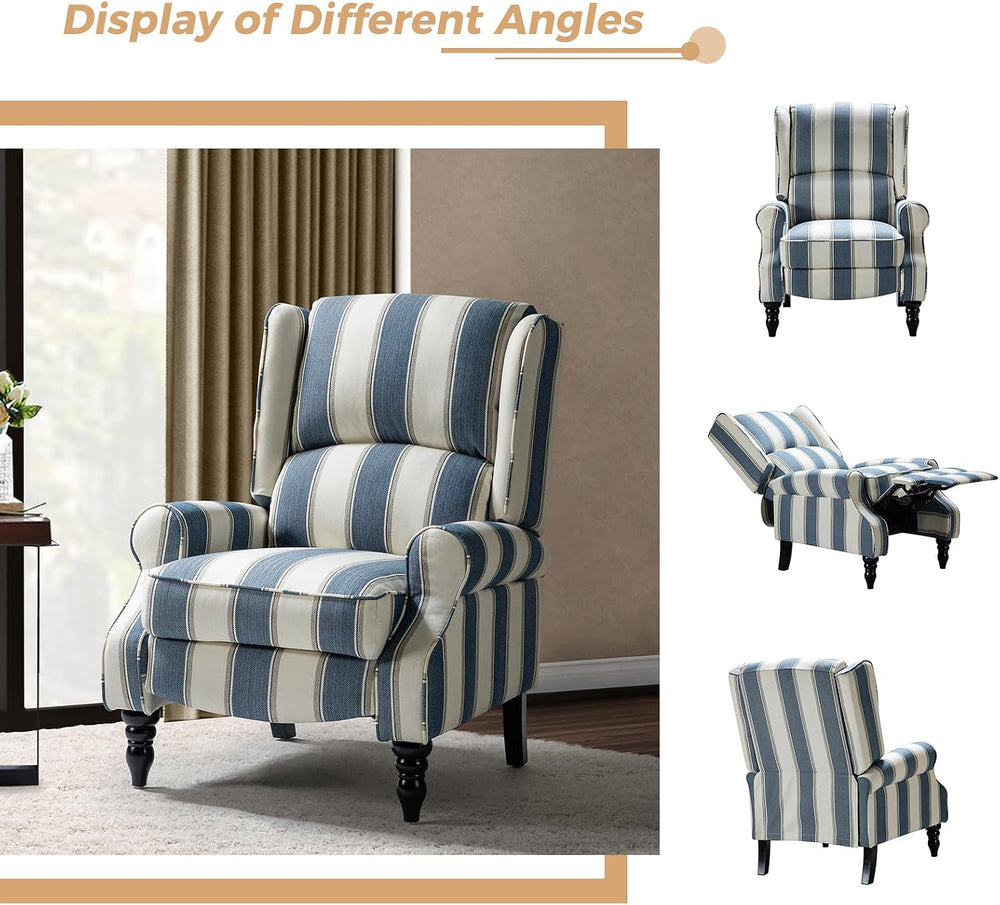 HULALA HOME Upholstered Wingback Recliner Chair Set of 2, Small Adjustable Fo...