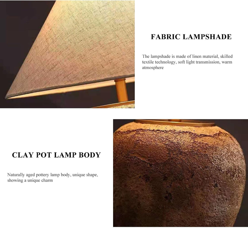 Rustic Farmhouse Clay Pot Table Lamps 19.6" Tall Ceramic Table Lamp, Ame...