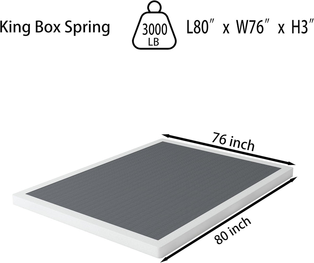OSASET Low Profile Box Spring King - 3 Inch Box Spring King Heavy Duty Bed Fo...