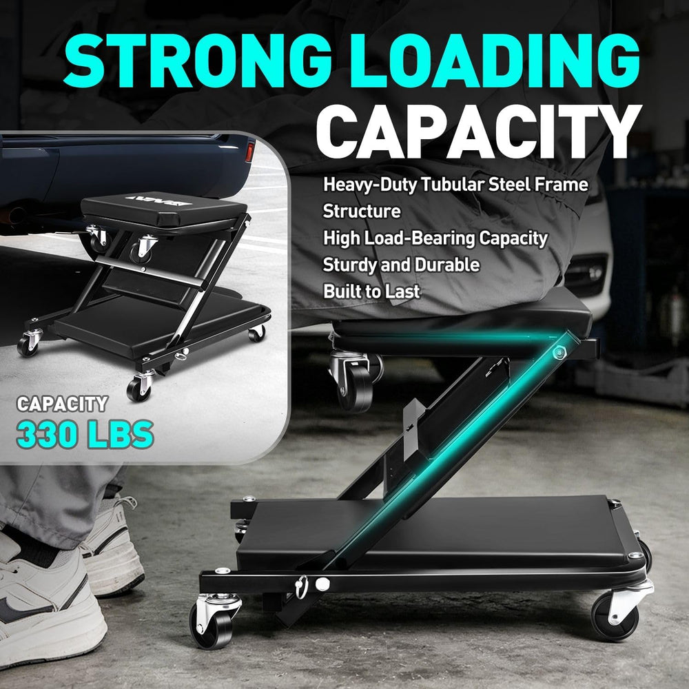 DNA Motoring 36 Inches Folding 2 in 1 Rolling Z Creeper, Adjustable Roller Ga...