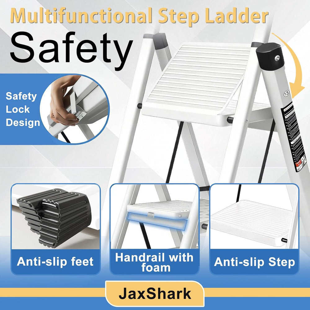 3 Step Ladder Folding Step Stool Sturdy Carbon Steel Frame