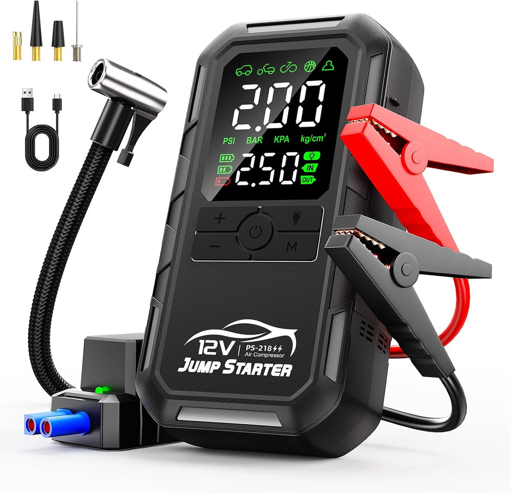10-in-1 Car Battery Jump Starter with Air Compressor 8000A 160PSI Portable Ca...