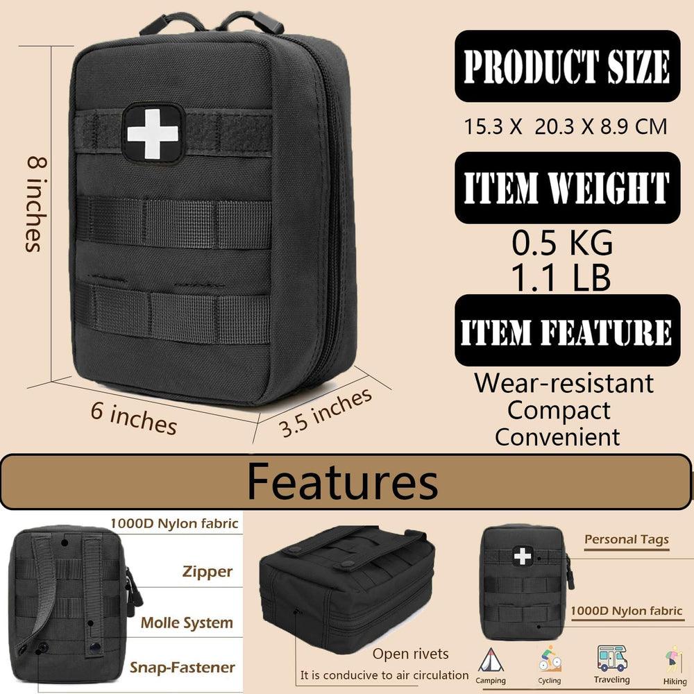 First Aid Kit EMT Medical IFAK Pouch Molle Tactical Med Emergency Bag Black