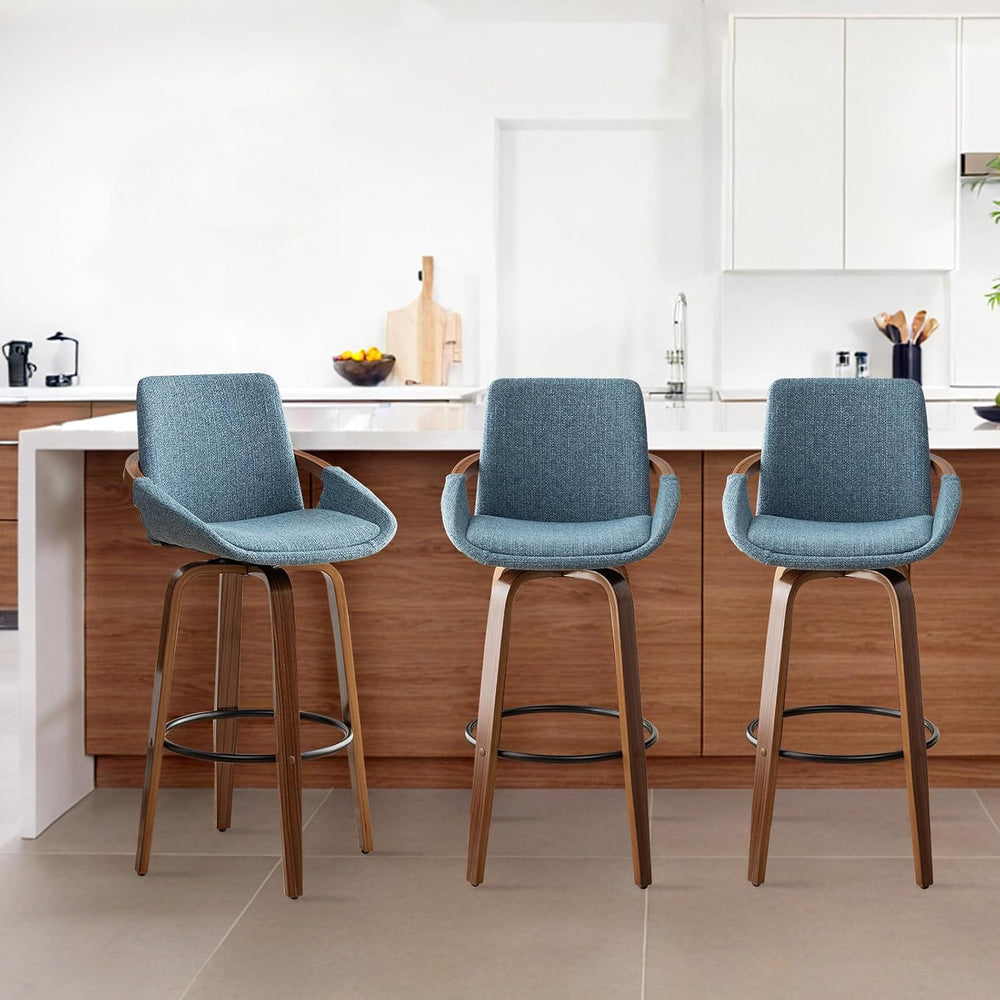 LUNLING 29.5" Bar Height Bar Stools Set of 2,Mid Century Modern Retro Ba...