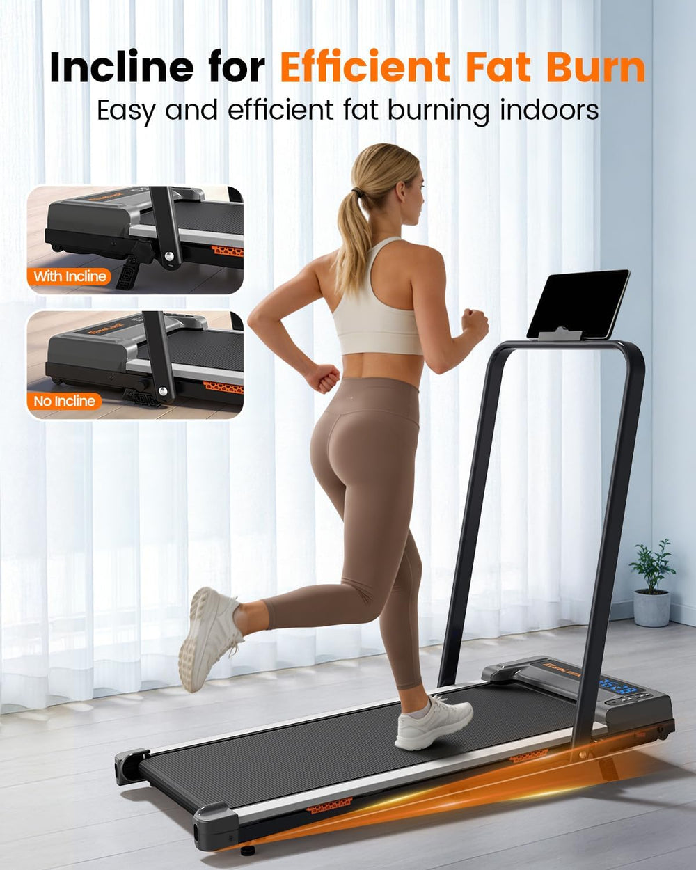 Walking Pad Treadmill for Home, Walking Pad with Incline and Handle Bar