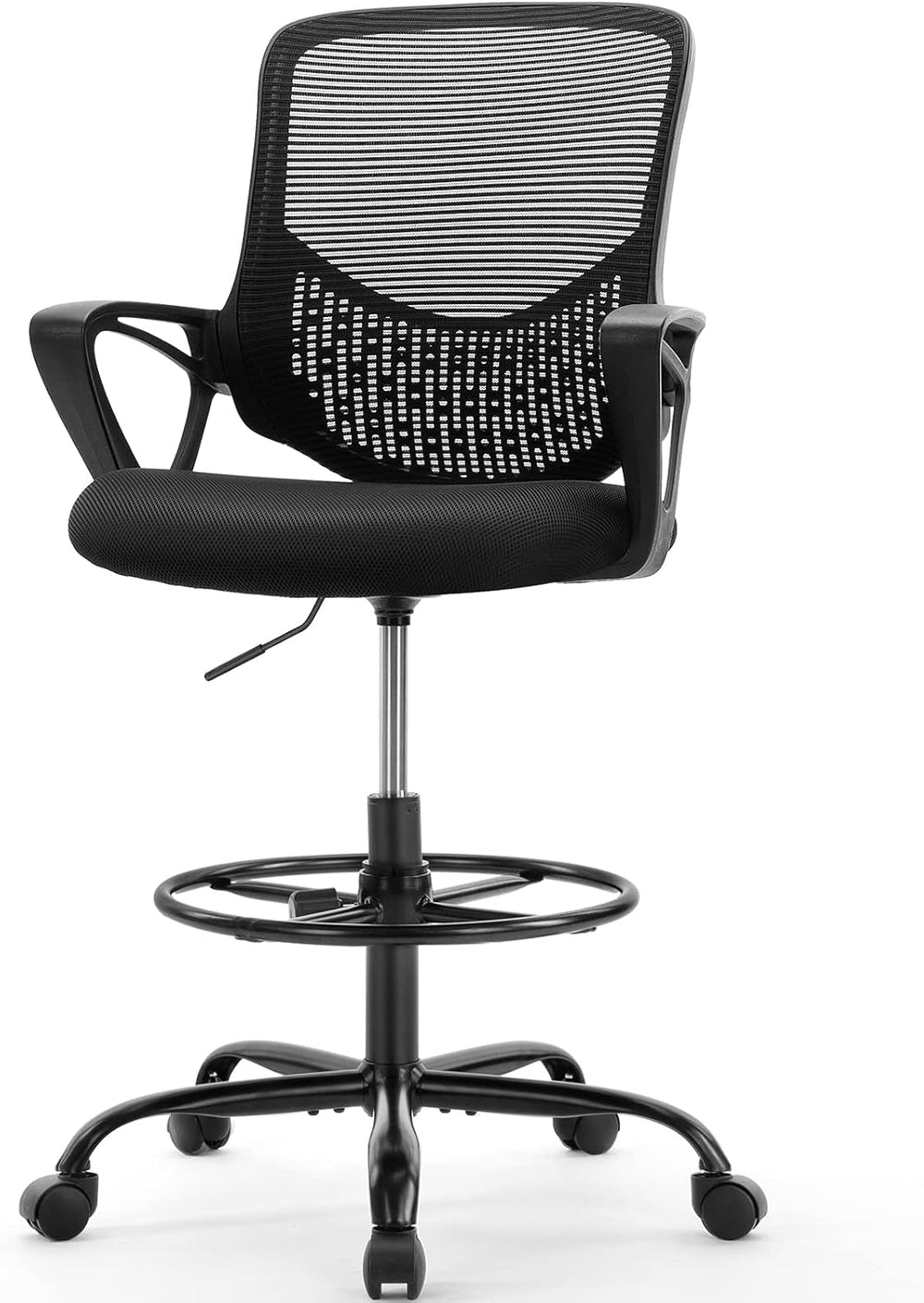 AFO Mid-Back Mesh Tall Drafting Stool Office Chairs with Armrest for Standing...