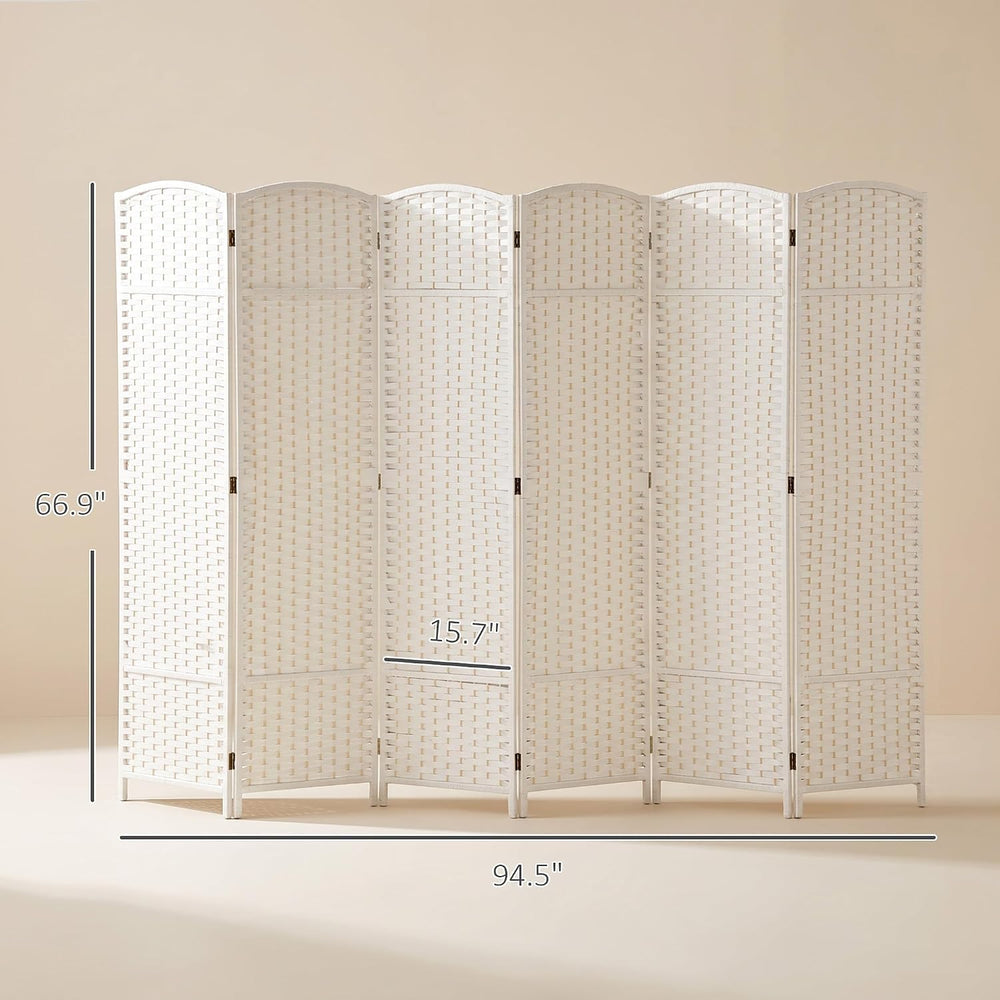 HOMCOM Room Divider Folding Privacy Screen 5.6' Tall Home Office White