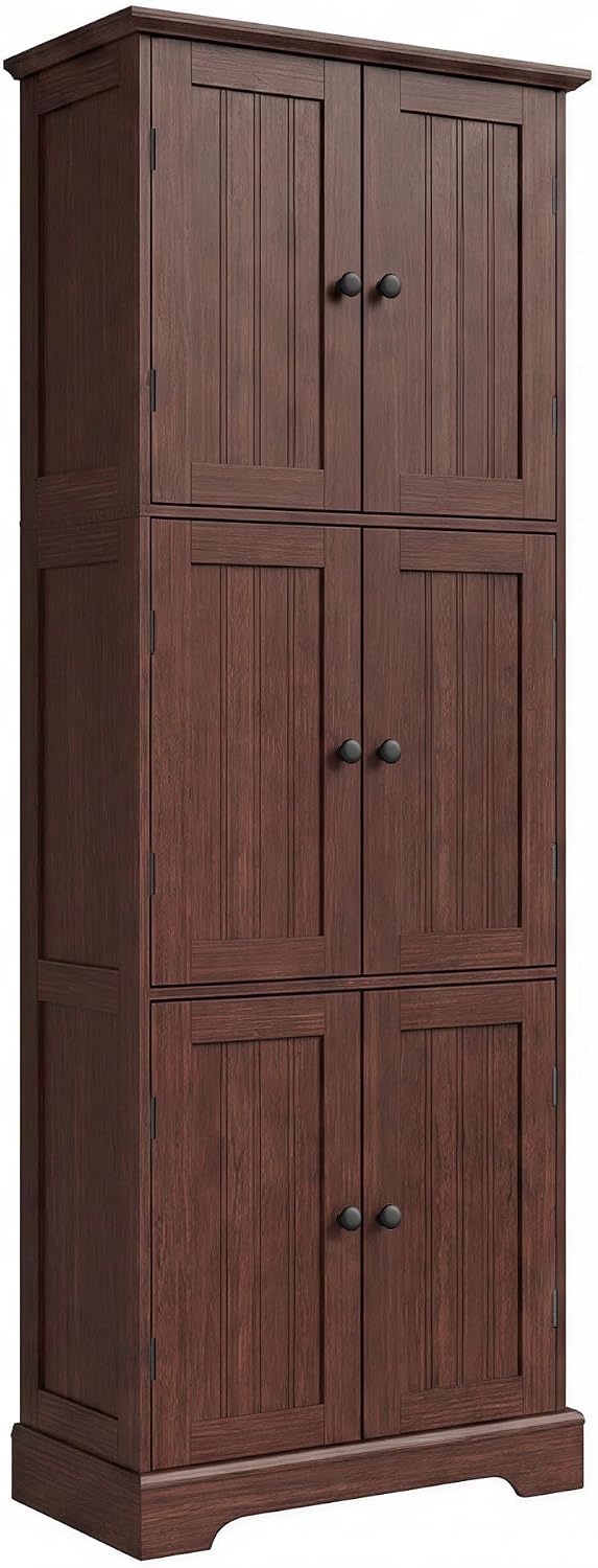 ChooChoo 63.2" Tall Bathroom Storage Cabinet with 6 Doors, Pantry Cabinet