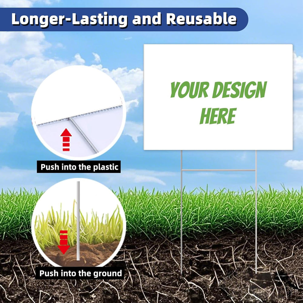 10-Pack 24"x18" Blank Yard Signs with Stakes, Corrugated Plastic