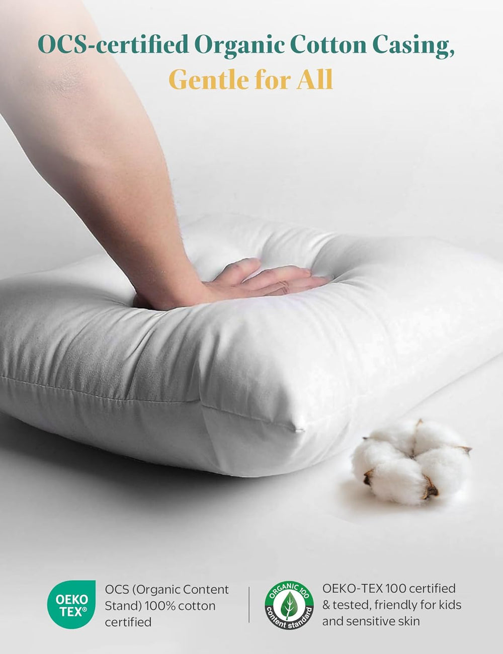 APSMILE Goose Feather Down Throw Pillow Inserts 16x16 Inch, Set of 2