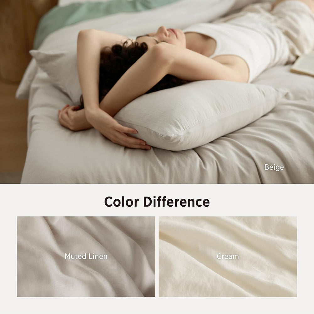 Bedsure Oversized King Comforter Prewashed Bedding Set 3Pcs Beige 120"x9...