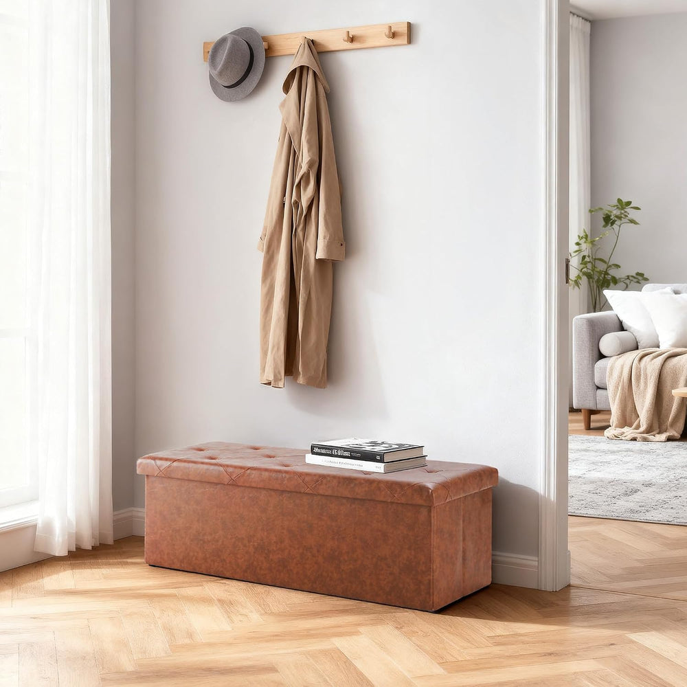 DUMOS 43 Inch Folding Storage Ottoman, Large Ottoman with Storage for Home