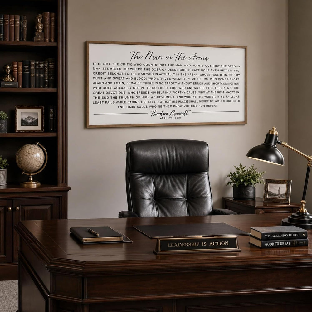 flangairy 32.3"x 16.5" The Man in The Arena Wall Art Framed, Office...
