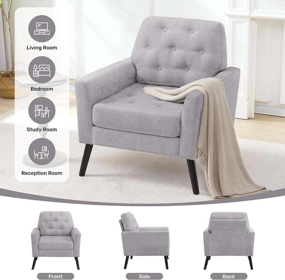 Accent Chair for Living Room, Mid Century Modern Reading Chair, Upholstered A...