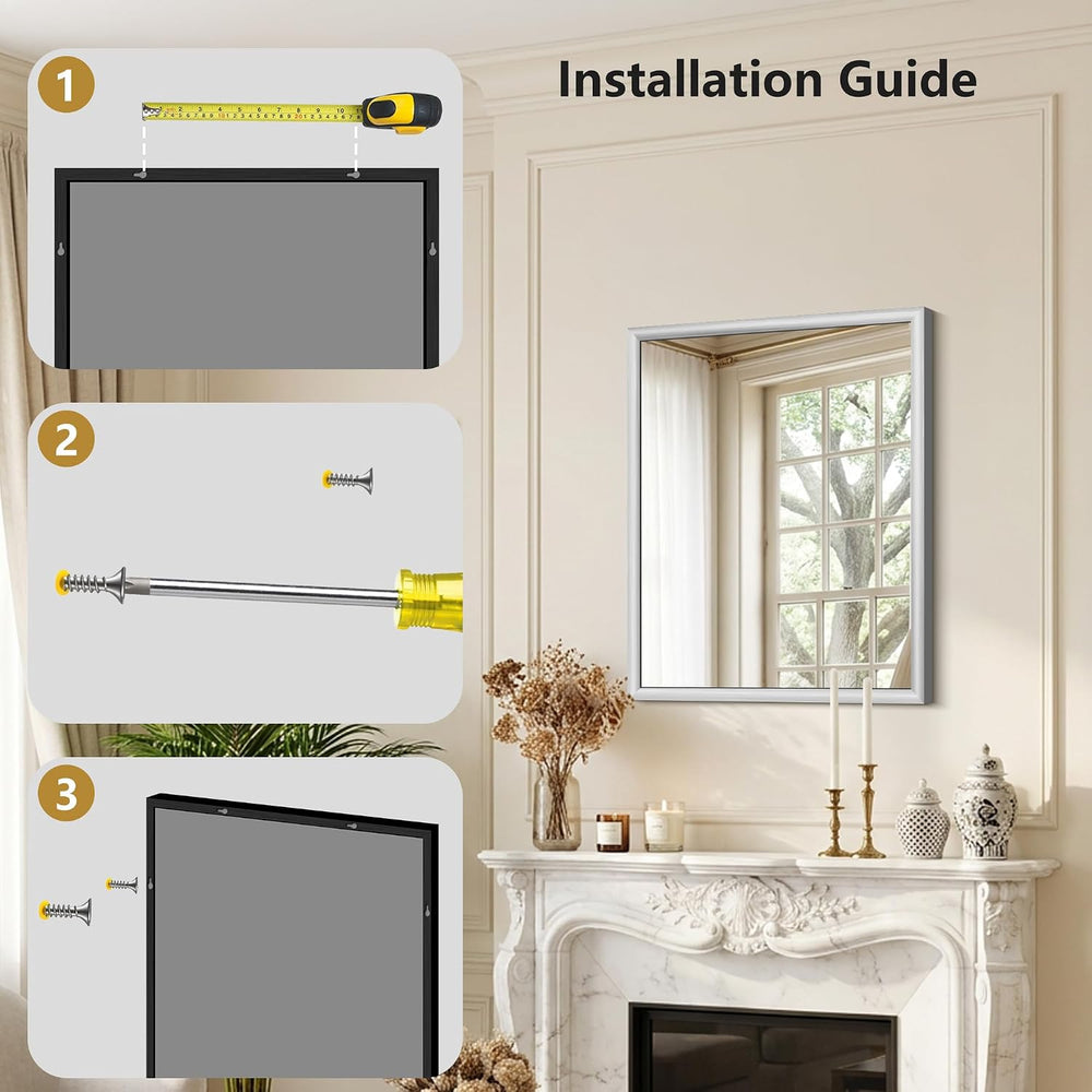 FORBATH Bathroom Mirror for Over Sink, 24x30 Inch Silver Vanity Mirror