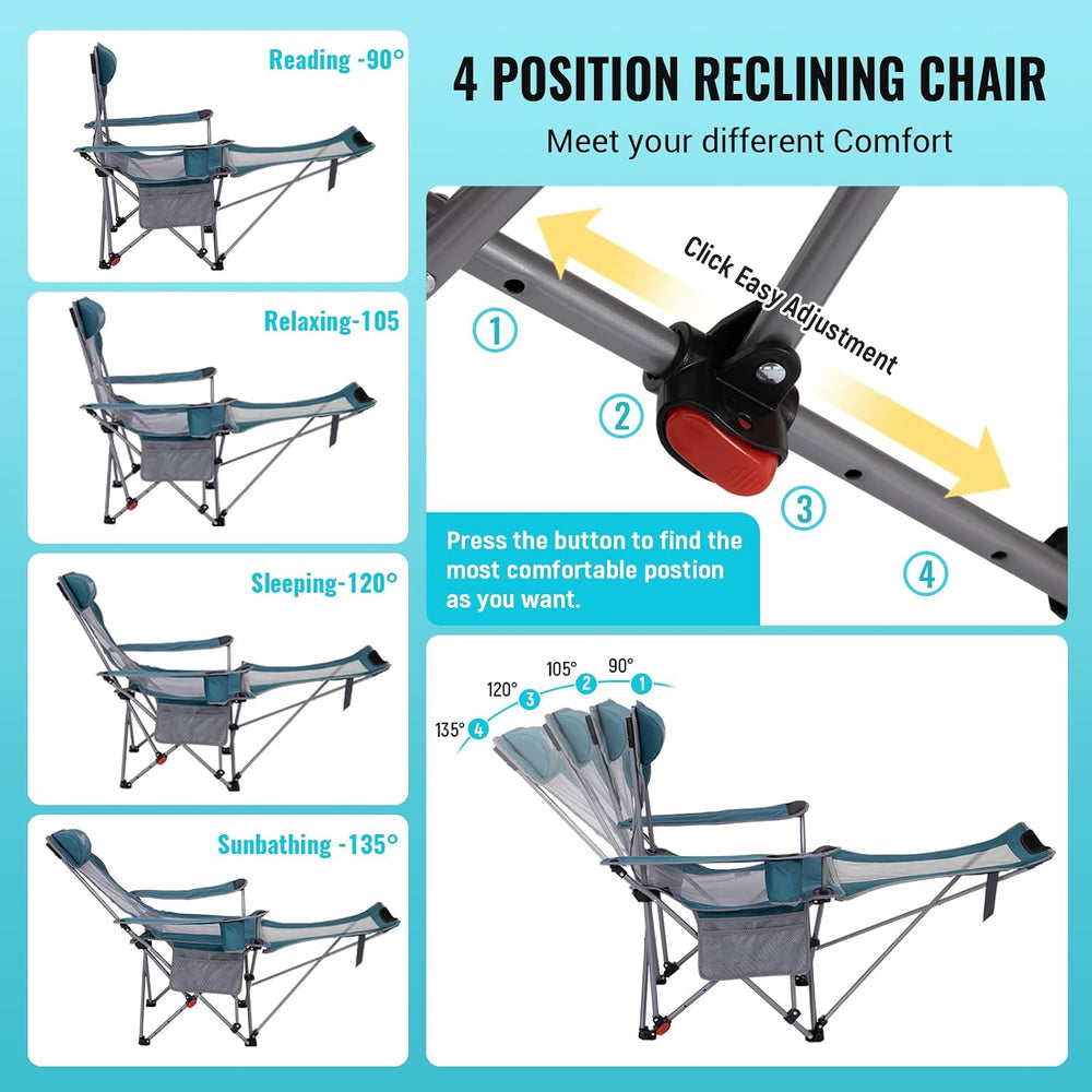 #WEJOY 2-in-1 Reclining Camping Chair with Footrest for Adults