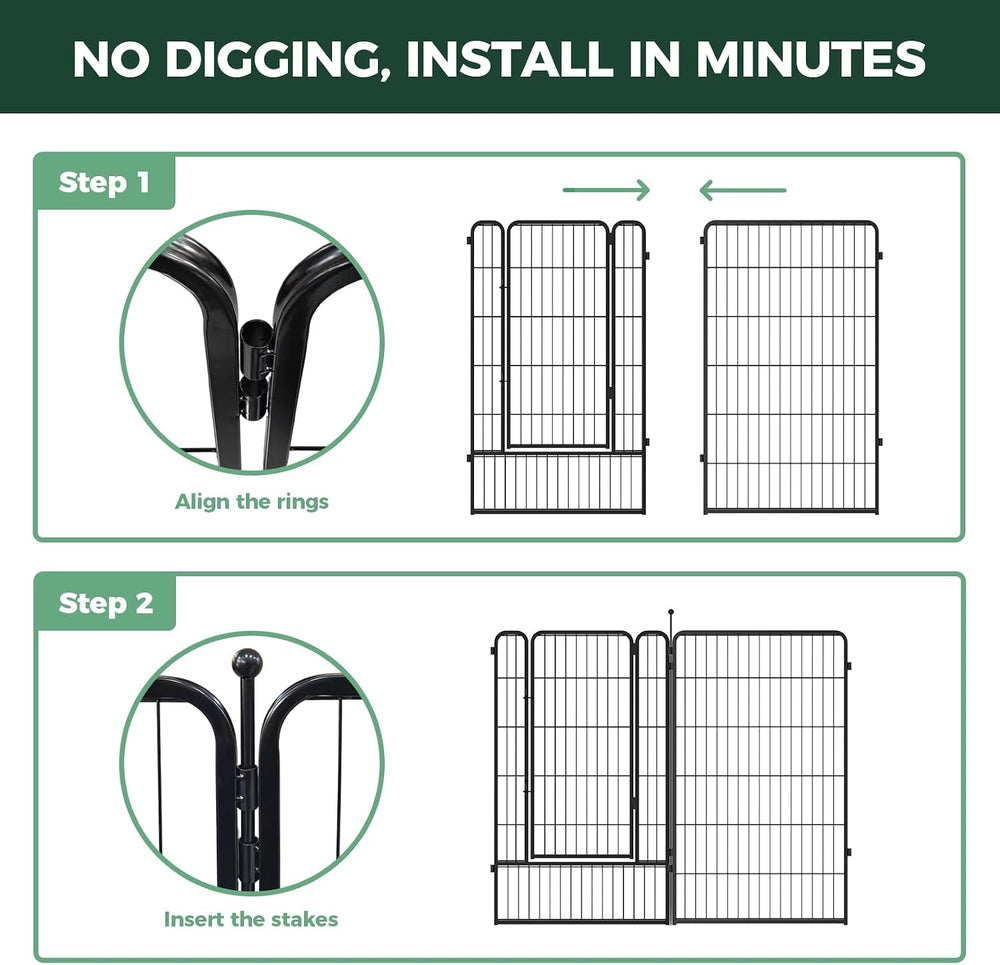 FXW No Dig Garden Fence, Outdoor for Yard, 45in(H) x 36.4ft(L), 16 Panels