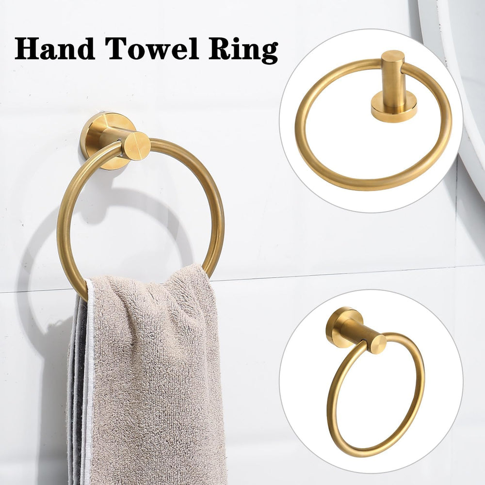 5pcs Brushed Gold Bathroom Accessories Set, 24 inch Towel Bar