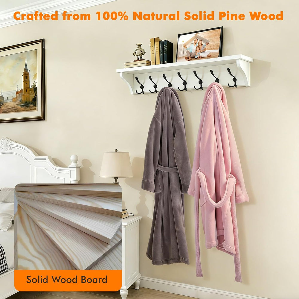 Felibeaco 33" Coat Rack with Shelf Wall Mount, 7 Triple-Hooks,Pre-Assembled